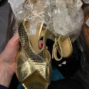 Michael Kors Gold Snake Print Sandal Size 8.5